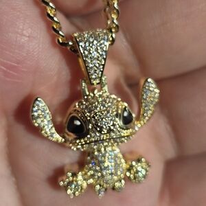 Iced Out 18K Gold Filled Disney Stitch Pendant Necklace